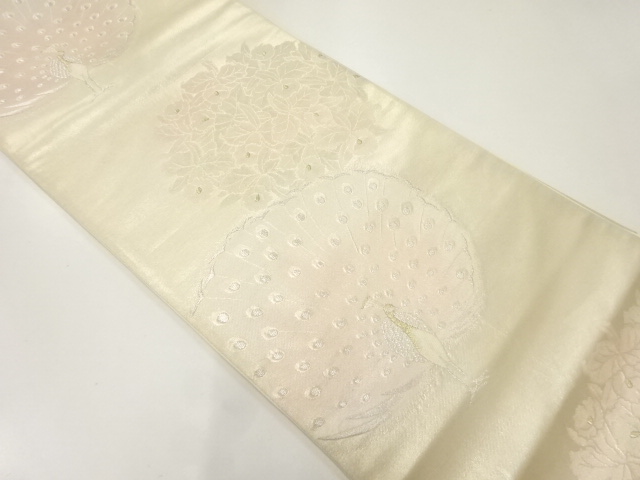 アンティーク　孔雀に花模様織出し袋帯（材料）